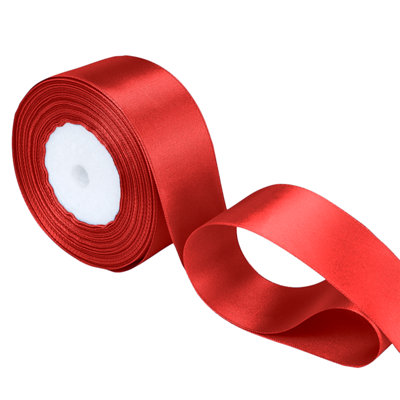 B&Q -  25mm Red Double Sided Satin Polyester Ribbon Roll25 Metres
