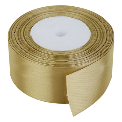 Neel Blue 40mm Gold Double Sided Satin Polyester Ribbon Roll25 Metres from B&Q