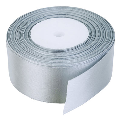 B&Q -  40mm Silver Double Sided Satin Polyester Ribbon Roll25 Metres
