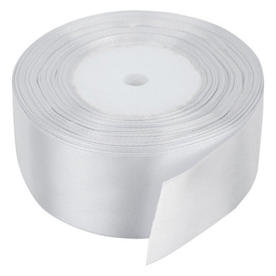 Neel Blue 40mm White Double Sided Satin Polyester Ribbon Roll25 Metres from B&Q