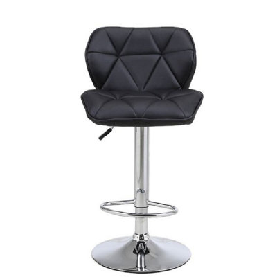 Neel Blue Swivel Bar StoolAdjustable Height Faux Leather Breakfast Modern ChairBlack from B&Q