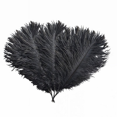 Neel Blue 5Pcs Black Ostrich Feather PlumeNatural Feather Fringe35Cm-40Cm from B&Q