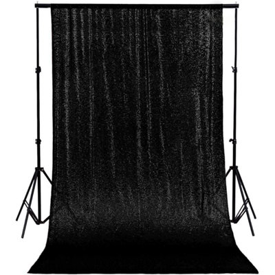Neel Blue 4Ft X 7Ft Sequin Backdrop Photography Background Shiny Fabric Glitter Curtain BackdropBlack from B&Q