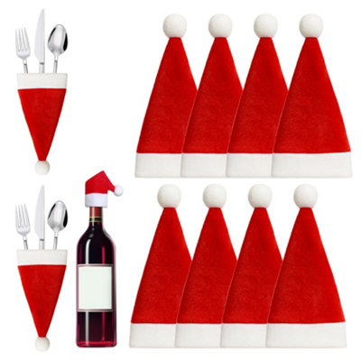 Neel Blue Christmas Cutlery Holder Felt Fleece Santa HatRed With White Pom Pom from B&Q