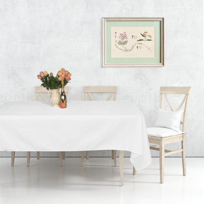 Neel Blue 60 X102 Inch Linen TableclothPremium Polyester Dining Table CoverWhite from B&Q