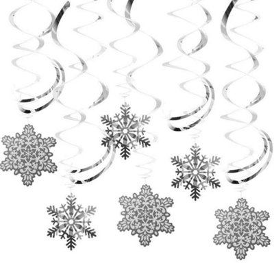 Neel Blue Christmas Snowflake Swirl DecorationsSilver & White Hanging Cutouts30Pcs from B&Q