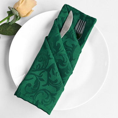 Neel Blue Damask Swirl Pattern Table Napkins Polyester ServietteGreen from B&Q