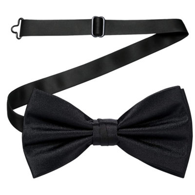 Neel Blue Men's Bow Ties Colourful Plain Solid Satin Polyester Adjustable Pre-TiesBlack from B&Q