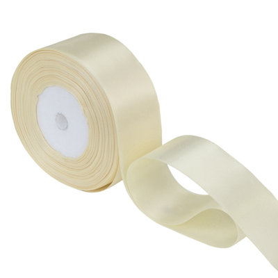 B&Q -  25mm Cream Double Sided Satin Polyester Ribbon Roll25 Metres