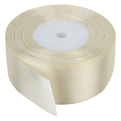 B&Q -  40mm Cream Double Sided Satin Polyester Ribbon Roll25 Metres