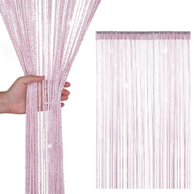 Neel Blue String Curtains Glitter Fringe Panel Fly Screen Doorway Tassel Curatin200Cm X 90CmPink from B&Q