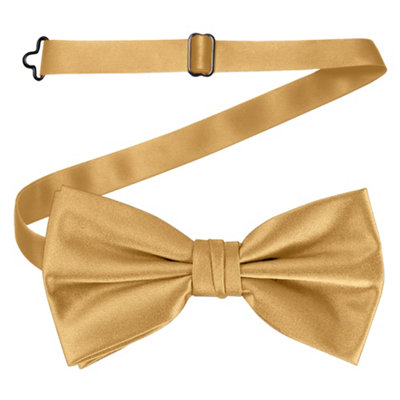 Neel Blue Men's Bow Ties Colourful Plain Solid Satin Polyester Adjustable Pre-TiesChampagne from B&Q