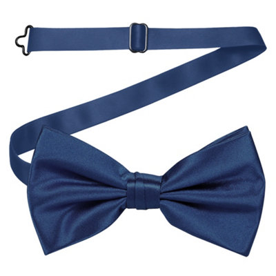 Neel Blue Men's Bow Ties Colourful Plain Solid Satin Polyester Adjustable Pre-TiesNavy from B&Q