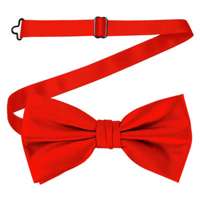 Neel Blue Men's Bow Ties Colourful Plain Solid Satin Polyester Adjustable Pre-TiesRed from B&Q