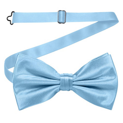Neel Blue Men's Bow Ties Colourful Plain Solid Satin Polyester Adjustable Pre-TiesSky Blue from B&Q