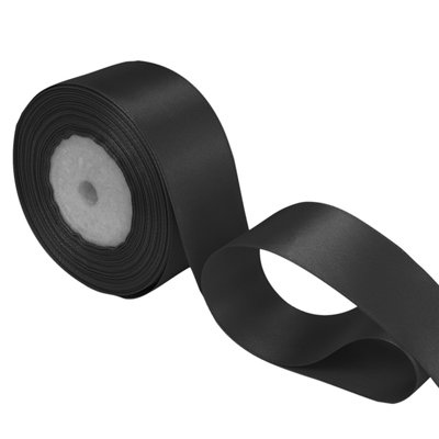 B&Q -  25mm Black Double Sided Satin Polyester Ribbon Roll25 Metres