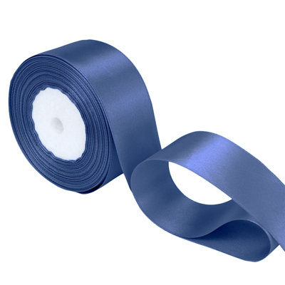 B&Q -  25mm Navy Double Sided Satin Polyester Ribbon Roll25 Metres