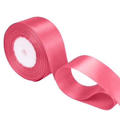 B&Q -  25mm Rose Pink Double Sided Satin Polyester Ribbon Roll25 Metres