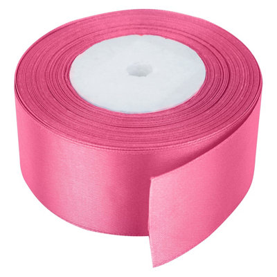 Neel Blue 40mm Rose Pink Double Sided Satin Polyester Ribbon Roll25 Metres from B&Q