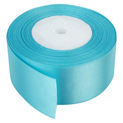 Neel Blue 40mm Sky Blue Double Sided Satin Polyester Ribbon Roll25 Metres from B&Q