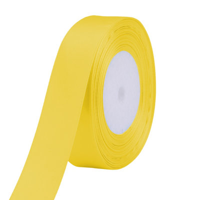 Neel Blue 40mm Yellow Double Sided Satin Polyester Ribbon Roll25 Metres from B&Q