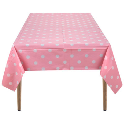 Neel Blue 54"x108" Plastic Tablecloth With Polka Dot Disposable Table CoverPink