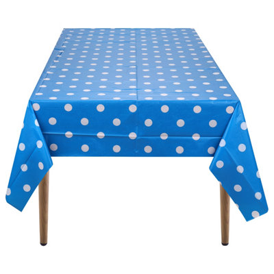 Neel Blue 54"x108" Plastic Tablecloth With Polka Dot Disposable Table CoverBlue from B&Q