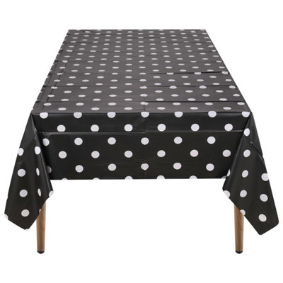 Neel Blue 54"x108" Plastic Tablecloth With Polka Dot Disposable Table CoverBlack