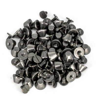 Neel Blue Gunmetal Mushroom Spike Screwback Flat Head Studs Rivets10mm from B&Q