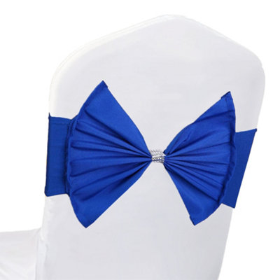 Neel Blue 1Pc Chair Bow SashesElastic Spandex Stretch Chair BandsChair Ties With BuckleRoyal Blue from B&Q