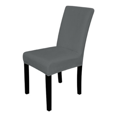 Neel Blue 220Gsm Universal Dining Velvet Chair CoverGreyPack Of 1 from B&Q