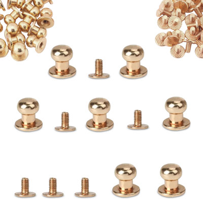 Neel Blue 8mm Chicago RivetsRound Sam Browne Studs For Diy LeathercraftsGold50Pcs from B&Q