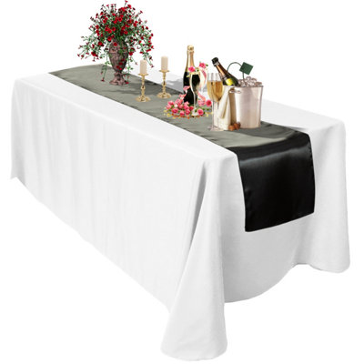 Neel Blue 11X 108 Inch Plain Satin Silk Table RunnerBlack from B&Q