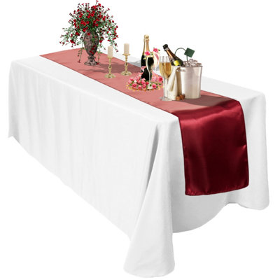 Neel Blue 11X 108 Inch Plain Satin Silk Table RunnerBurgundy from B&Q