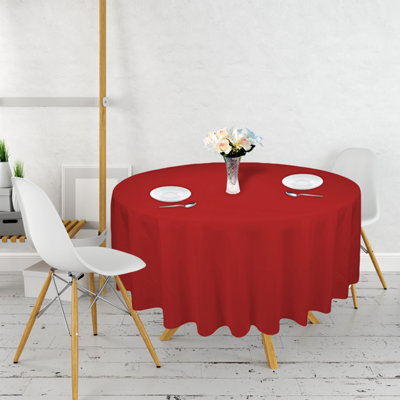 Neel Blue 120 Inch Round Spun Polyester Table ClothWater Resistant Linen Table CoverRed from B&Q