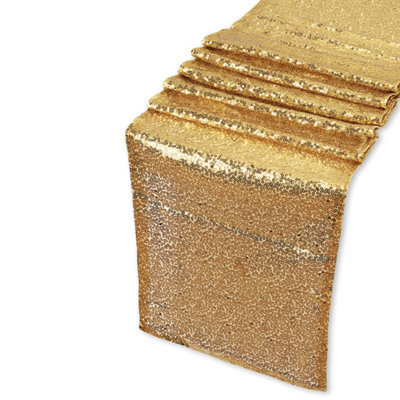 Neel Blue 11X108 Inch Shimmer Sequin Table Runner Glitter FabricChampagne from B&Q