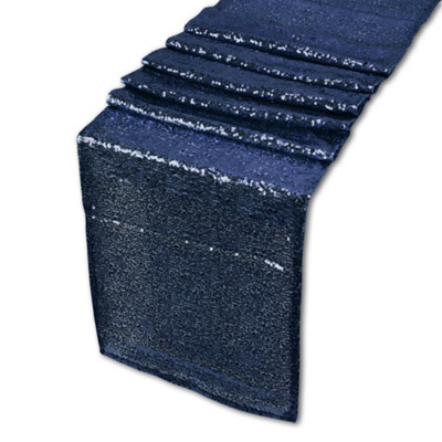 Neel Blue 11X108 Inch Shimmer Sequin Table Runner Glitter FabricNavy from B&Q