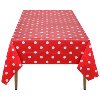 Neel Blue 54"x108" Plastic Tablecloth With Polka Dot Disposable Table CoverRed