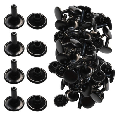 Neel Blue 100Pcs Black Double Cap Tubular Rivets For Diy CraftsSewing10mm from B&Q