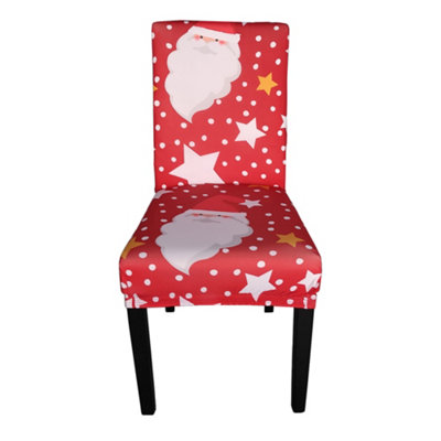 Neel Blue Christmas Chair CoversSanta Claus & Snowflakes PrintedRed1Pc from B&Q