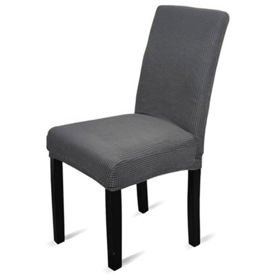 Neel Blue Dark Grey Universal Dining Velvet Chair CoverPack Of 1 from B&Q