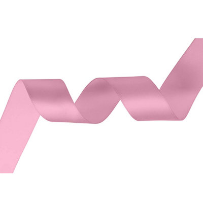 B&Q -  Baby Pink Double Sided Satin Ribbon Polyester Ribbon Roll25mm X 10 Metres