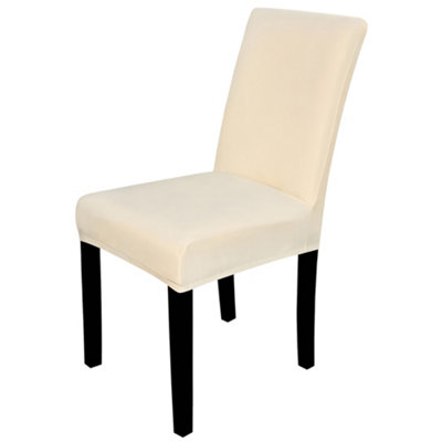 Neel Blue 220Gsm Universal Dining Velvet Chair CoverBeigePack Of 1 from B&Q