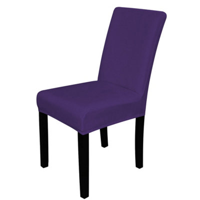 Neel Blue 220Gsm Universal Dining Velvet Chair CoverDark PurplePack Of 1 from B&Q