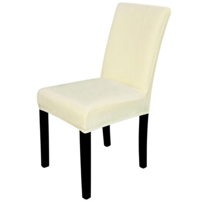 Neel Blue 220Gsm Universal Dining Velvet Chair CoverIvoryPack Of 1 from B&Q