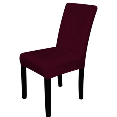 Neel Blue 220Gsm Universal Dining Velvet Chair CoverWine RedPack Of 1 from B&Q
