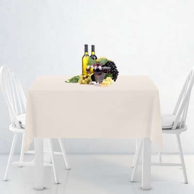 Neel Blue 70 X 70 Inch Square Linen TableclothPremium Polyester Dining Table CoverIvory from B&Q