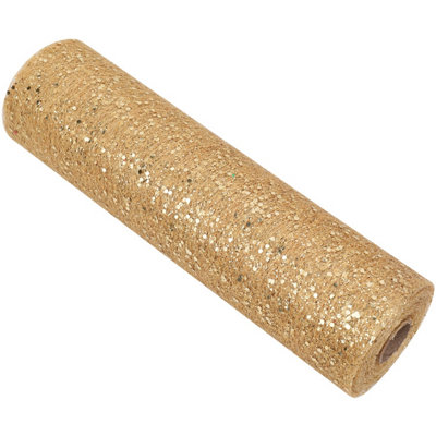 Neel Blue 25M X 29Cm Sequin Tulle Fabric Roll Tulle Mesh FabricsGold from B&Q