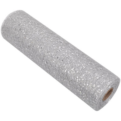 Neel Blue 25M X 29Cm Sequin Tulle Fabric Roll Tulle Mesh FabricSilver from B&Q
