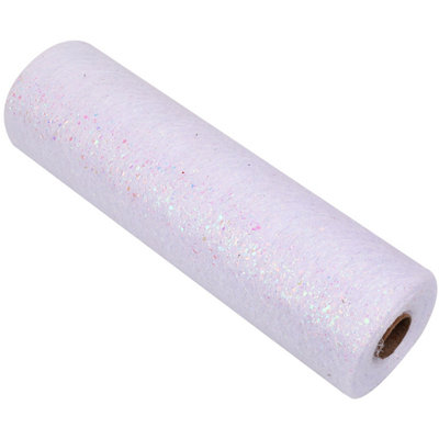 Neel Blue 25M X 29Cm Sequin Tulle Fabric Roll Tulle Mesh FabricWhite from B&Q
